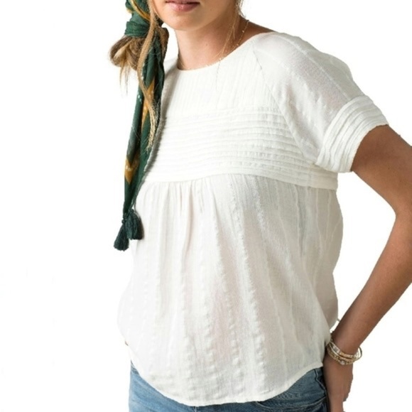 Prana White Textured Blouse - Picture 1 of 6